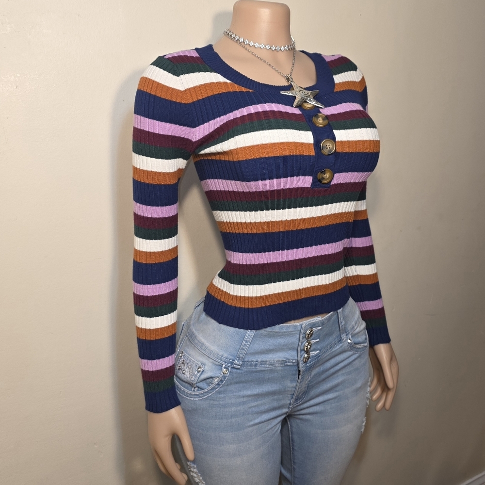 Arizona Jean Company Multicolor Striped Top - Picture 2 of 4